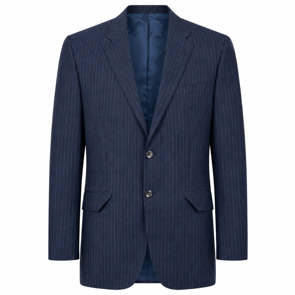 Lauren Ralph Lauren 42L Navy Blue Pinstripe 100% Wool Blazer Sport Coat Jacket